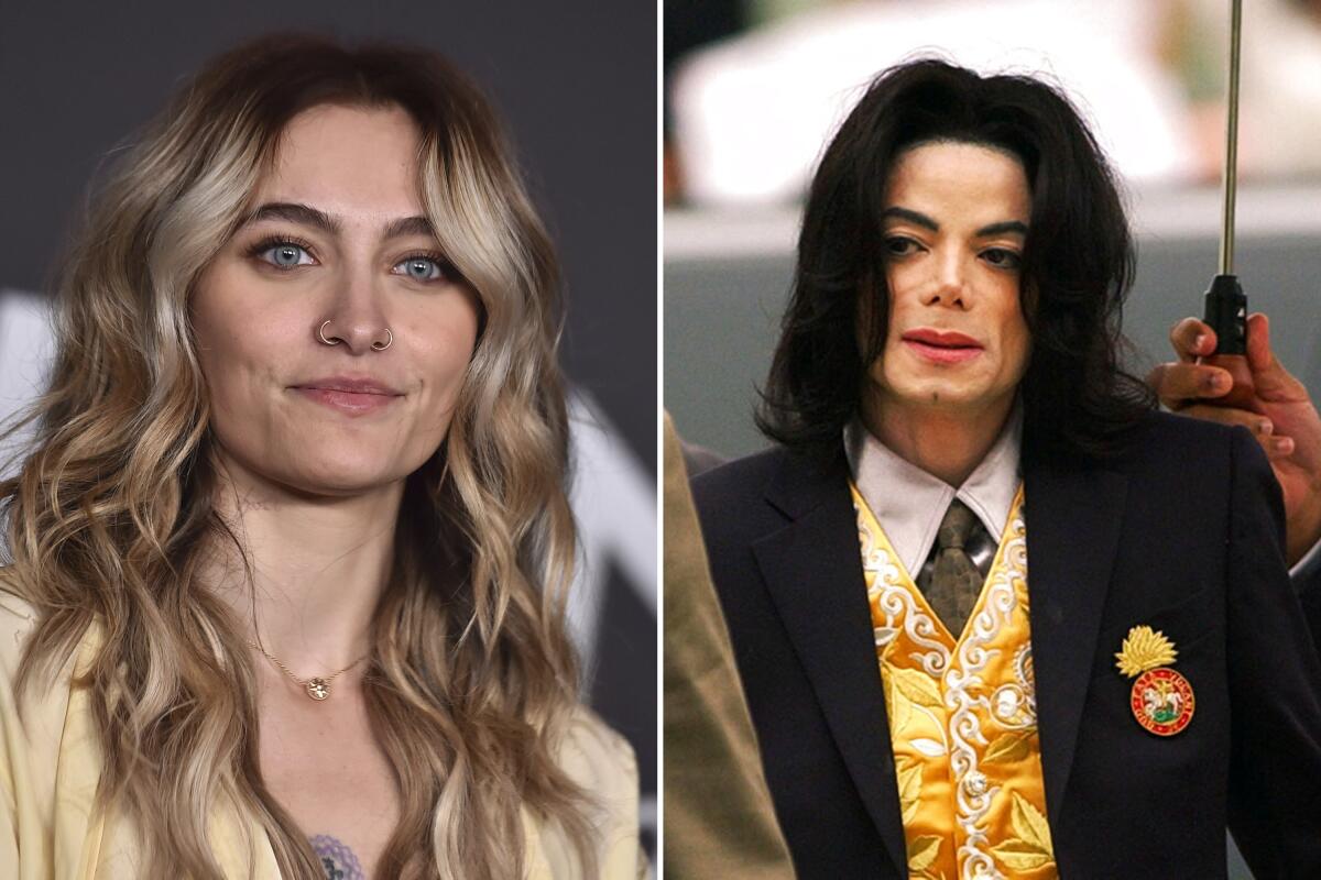 Split image showing Paris Jackson and her father Michael Jackson, highlighting the ongoing legal and financial dispute over the management of his estate.