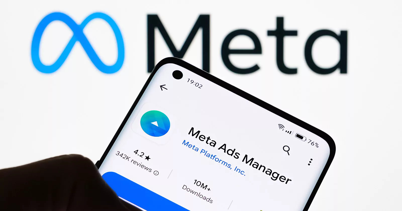 Meta Ads Manager app displayed on a smartphone screen