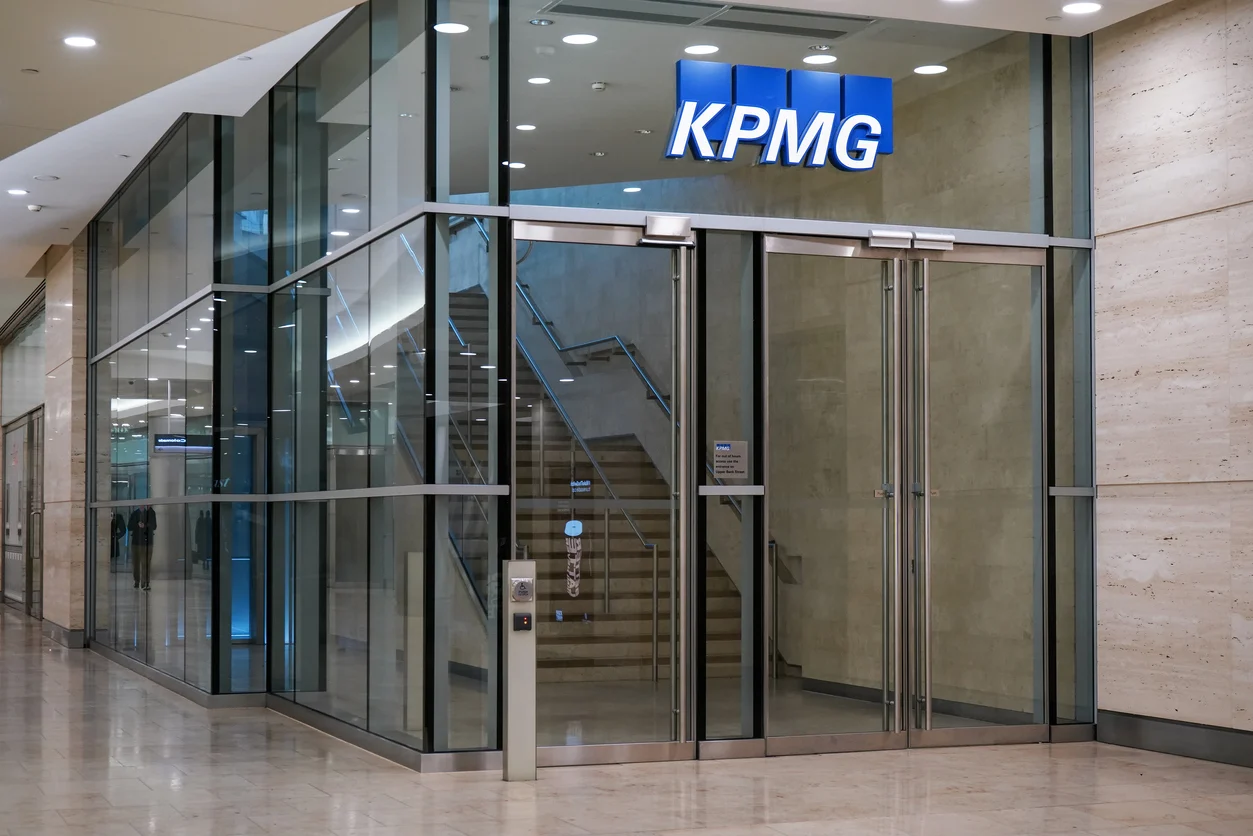 KPMG office building exterior showing corporate headquarters signage