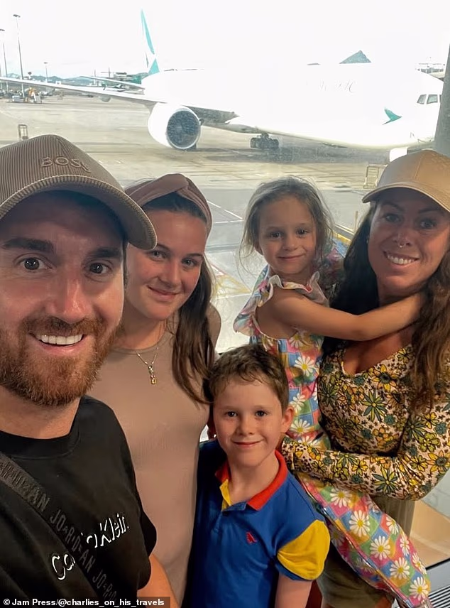 Charlie and Jade, both 36, left their home in Chatham, Kent, last summer for a year-long global adventure with daughters Maisie, 16, and Isabelle, five, and nine-year-old son Tommy