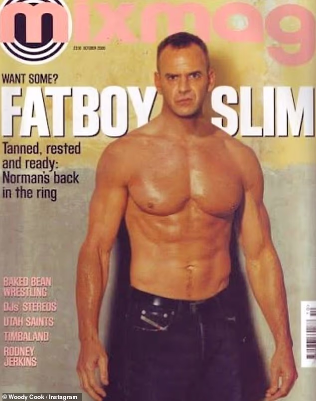 Fatboy Slim showcased his chiselled abs as his son Woody marked the DJ's 63rd birthday with a throwback magazine snap