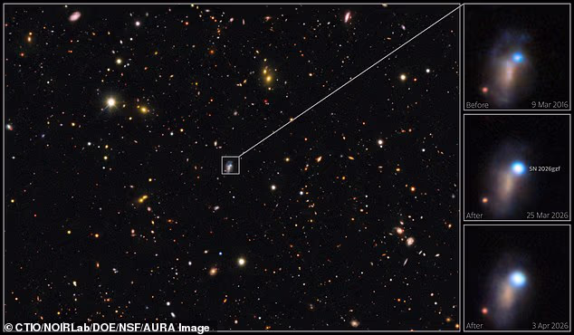 In March earlier this year, scientists spotted a brief flash of X-rays, which proved to be the start of a vast stellar explosion