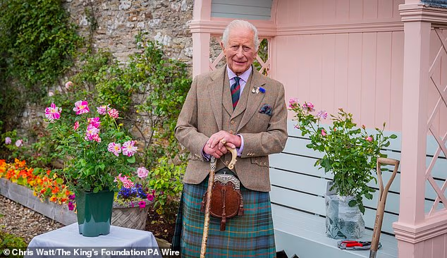 His Majesty, 77, beamed proudly as he donned his traditional kilt and tartan during his stay at the estate in Caithness, which was lovingly developed and restored by his grandmother, The Queen Mother
