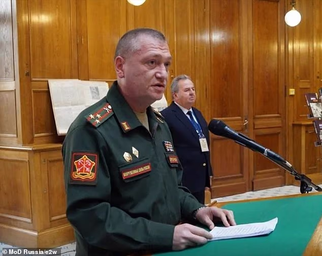 A secret funeral has been held for Igor Yerusalimov, pictured, a top Putin war commander who was allegedly assassinated in a bomb blast at a birthday party
