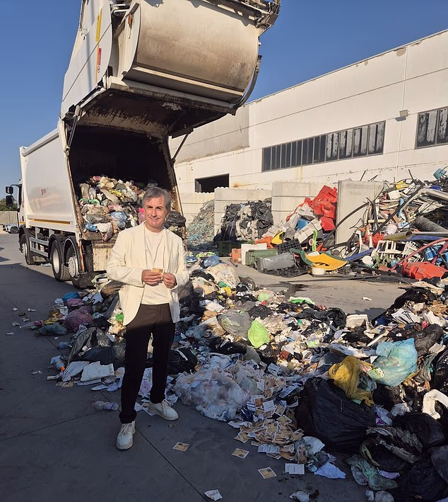 Pictured: Roberto Nicola Toscano, the administrator of the SANB company in Italy's southern Puglia region which collects rubbish, who helped in the search for the winning ticket