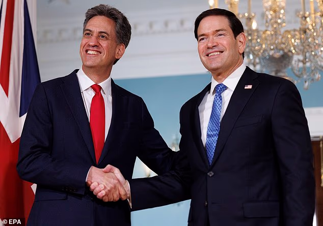 Ed Miliband has insisted his past jibes at Donald Trump as a 'racist' and 'misogynist' were not raised in talks with his US counterpart Marco Rubio