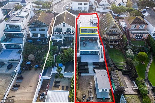 Celia Sawyer's property (white) and Neil Kennedy's property (red)